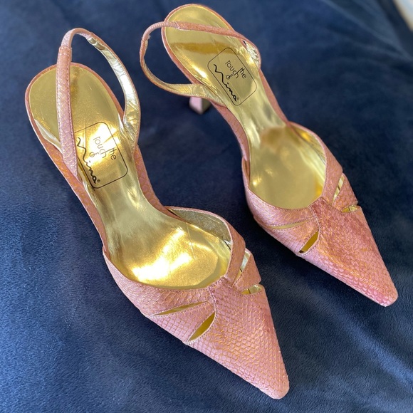 Rose Gold snake skin pointed toe dress heels - Picture 1 of 8